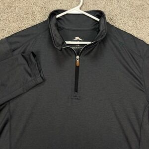 Tommy Bahama Mens Large Gray Heather Half Zip Pullover Long Sleeve Shirt Shacket